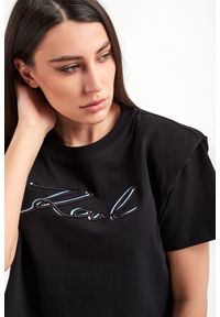 Karl Lagerfeld - T-shirt KARL LAGERFELD. Okazja: na co dzień. Materiał: tkanina. Wzór: haft. Styl: casual