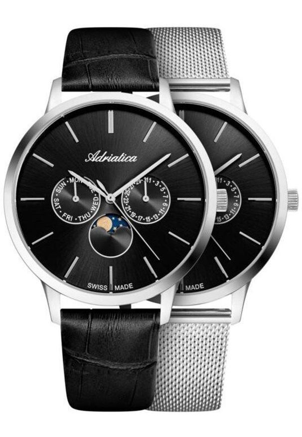 Zegarek męski Adriatica A1274.5214QF-SET czarny. Kolor: czarny