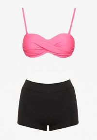 Born2be - Fuksjowe Bikini 3-częściowe Wiązany Biustonosz Majtki Figi i Majtki Bokserki Levinna. Kolor: różowy. Wzór: aplikacja #5