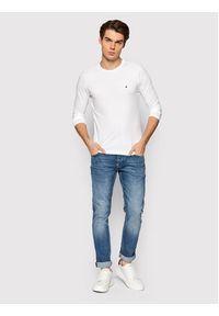 TOMMY HILFIGER - Tommy Hilfiger Longsleeve MW0MW10804 Biały Slim Fit. Kolor: biały. Materiał: bawełna. Długość rękawa: długi rękaw