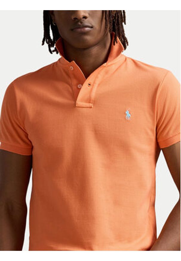 Polo Ralph Lauren Polo 710536856448 Pomarańczowy Slim Fit. Typ kołnierza: polo. Kolor: pomarańczowy. Materiał: bawełna