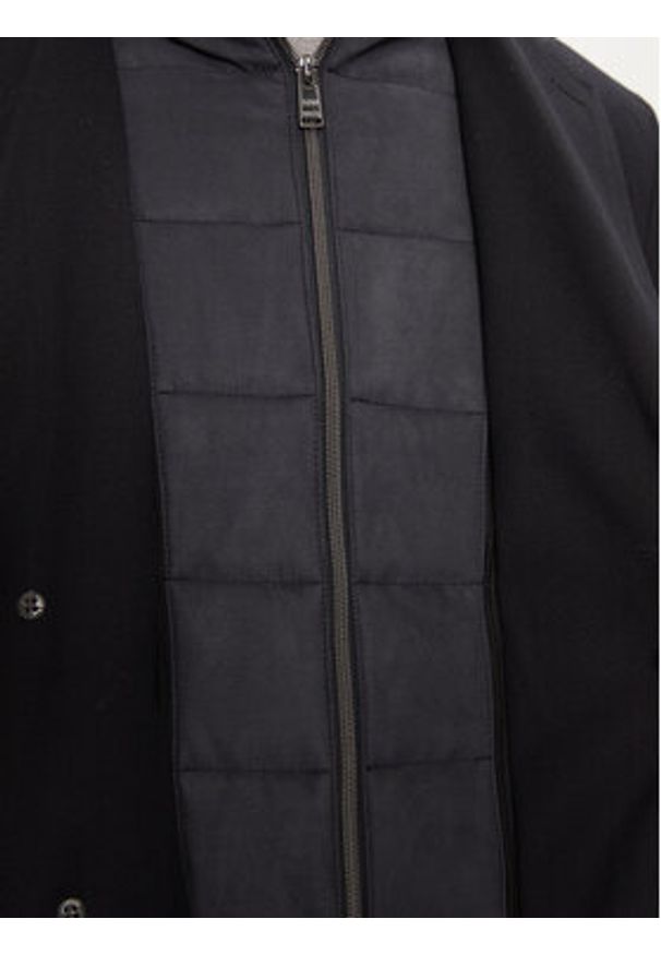 BOSS - Boss Płaszcz wełniany H-Hyde 50502255 Granatowy Slim Fit. Kolor: niebieski. Materiał: syntetyk