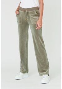 Juicy Couture - JUICY COUTURE Zielone spodnie Del Ray. Kolor: zielony. Materiał: poliester. Wzór: haft #5