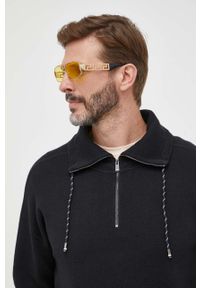 BOSS sweter z domieszką wełny męski kolor czarny lekki z półgolfem. Kolor: czarny. Materiał: wełna. Długość: krótkie #5