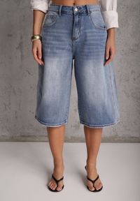 Renee - Niebieskie Jeansowe Szorty Casual Typu Jorts z Bawełną i Domieszką Wiskozy Polaera. Okazja: na co dzień. Kolor: niebieski. Materiał: jeans, bawełna, wiskoza. Sezon: lato. Styl: casual #3