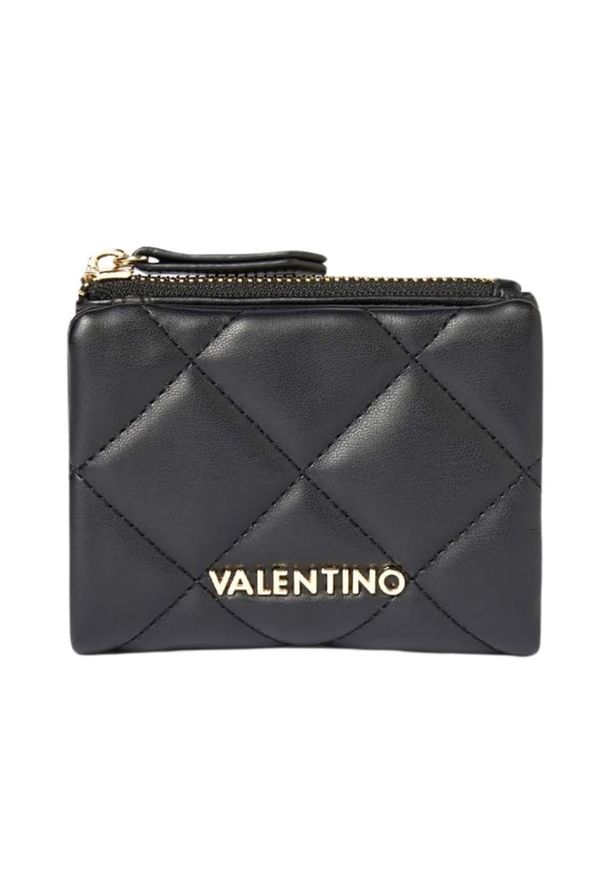 Valentino by Mario Valentino - VALENTINO Czarny pikowany mały portfel Ocarina. Kolor: czarny