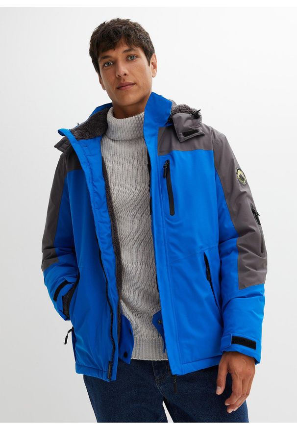 bonprix - Hydrofobowa kurtka funkcyjna z miękką podszewką polarową. Kolor: niebieski. Materiał: polar