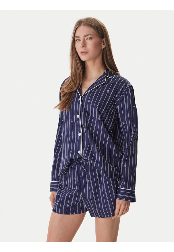 Lauren Ralph Lauren - LAUREN RALPH LAUREN Piżama ILN12490 Granatowy Regular Fit. Kolor: niebieski. Materiał: bawełna