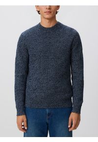 Reserved - Strukturalny sweter - granatowy. Kolor: niebieski. Materiał: dzianina, bawełna