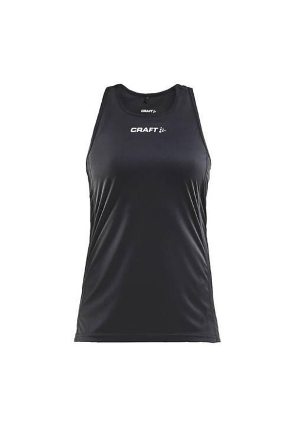 Koszulka treningowa damska Craft Rush Ärmellos. Kolor: czarny. Materiał: poliester. Długość rękawa: krótki rękaw. Długość: krótkie. Sport: turystyka piesza