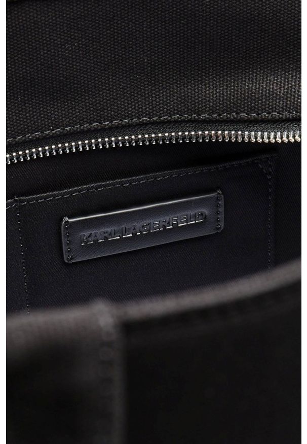 Karl Lagerfeld - KARL LAGERFELD Czarna bawełniana shopperka damska. Kolor: czarny. Styl: elegancki, casual