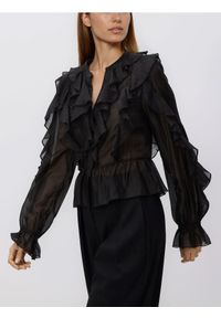 Reserved - Bluzka z lyocellem - czarny. Kolor: czarny. Materiał: tkanina #1