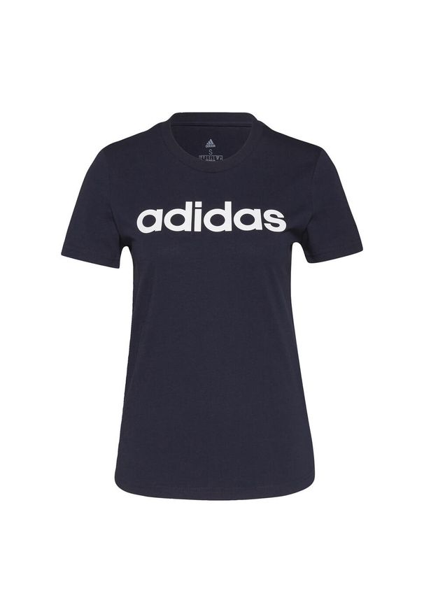 Adidas - T-shirt damski z logo adidas Essentials. Kolor: niebieski, wielokolorowy, biały. Sport: taniec, joga i pilates