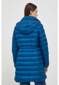 TOMMY HILFIGER - Tommy Hilfiger kurtka damska kolor niebieski przejściowa. Typ kołnierza: kaptur. Kolor: niebieski. Materiał: poliester #6