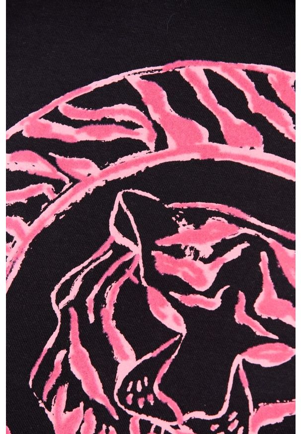 Just Cavalli - JUST CAVALLI Czarny damski t-shirt R Tiger Round Flock, Rozmiar XS. Kolor: czarny