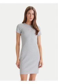 Calvin Klein Jeans Sukienka codzienna Monologo Baby LV047F241G Szary Slim Fit. Okazja: na co dzień. Kolor: szary. Materiał: bawełna. Typ sukienki: proste. Styl: casual #1