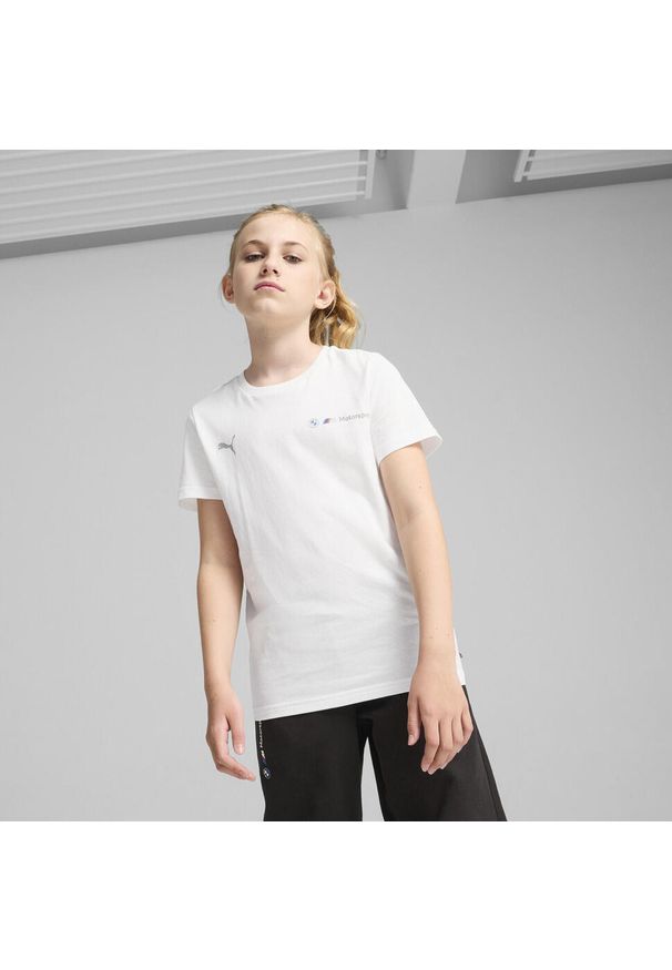 Puma - Młodzieżowa koszulka BMW M Motorsport ESS+ z logo PUMA White. Kolor: biały