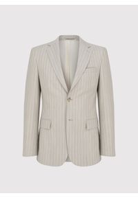 Pako Lorente - PAKO LORENTE - Beżowy garnitur męski w prążek. Kolor: beżowy. Materiał: wełna. Wzór: prążki #3