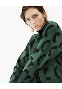 Kenzo - KENZO - Rozpinany sweter z monogramem. Kolor: zielony. Materiał: materiał, prążkowany. Długość rękawa: długi rękaw. Długość: długie. Wzór: aplikacja #3
