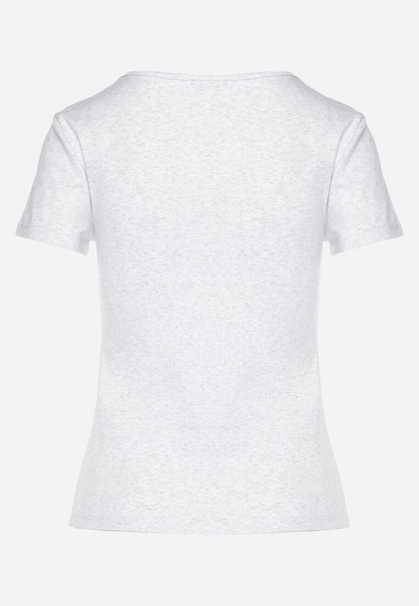 Born2be - Jasnoszary T-shirt z Bawełny Ozdobiony Koronką Parilne. Okazja: na co dzień. Kolor: szary. Materiał: bawełna, koronka. Wzór: aplikacja, koronka. Styl: elegancki, casual