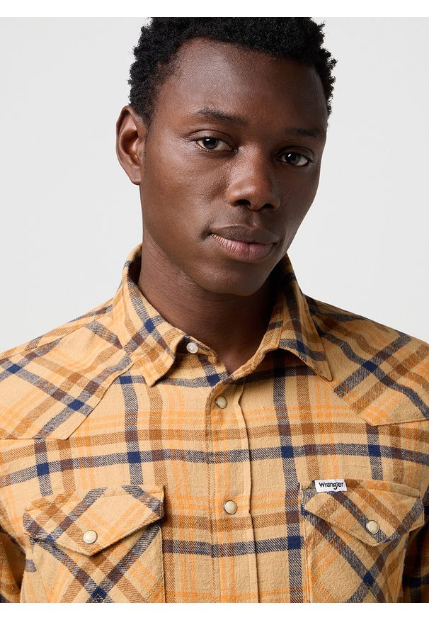 Wrangler - MESKA KOSZULA WRANGLER WESTERN SHIRT BROWN BLUE 112372456