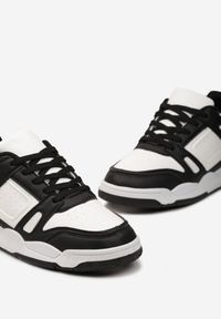Born2be - Biało-Czarne Sneakersy Sportowe ze Wstawkami z Ekoskóry Isadona. Kolor: biały