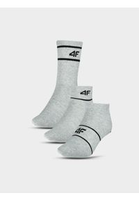 4f - Skarpety casual (3-pack) uniseks - szare. Kolor: szary. Materiał: włókno, materiał, poliamid, bawełna