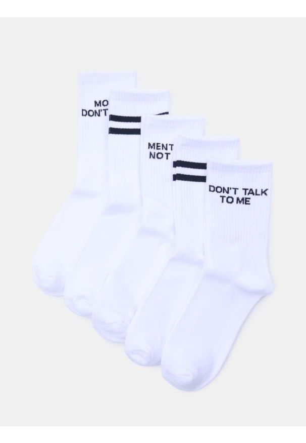 Sinsay - Prążkowane skarpetki 5 pack - biały. Kolor: biały. Materiał: prążkowany