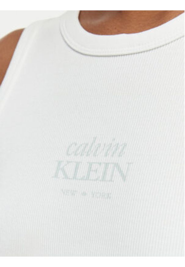 Calvin Klein Jeans Top LV047F239G Biały Slim Fit. Kolor: biały. Materiał: bawełna
