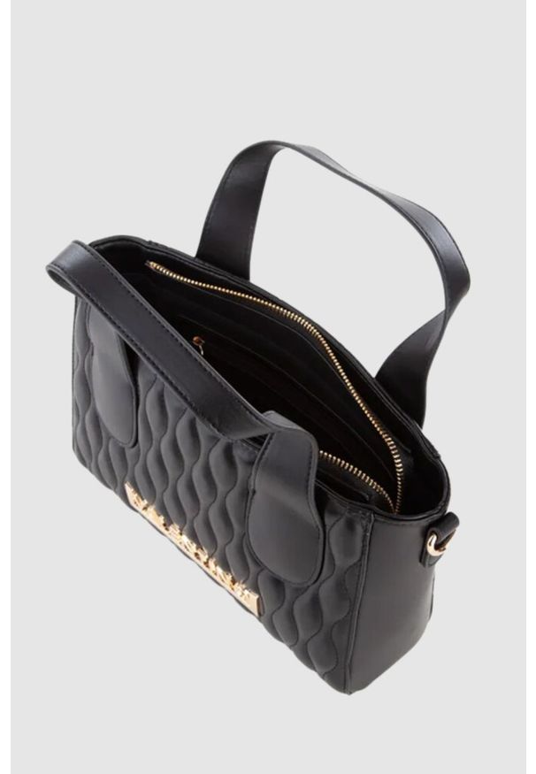 Valentino by Mario Valentino - VALENTINO Czarna mała shopperka Copacaban. Kolor: czarny. Wzór: paski