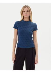 Guess T-Shirt W4BI26 J1314 Granatowy Slim Fit. Kolor: niebieski. Materiał: bawełna