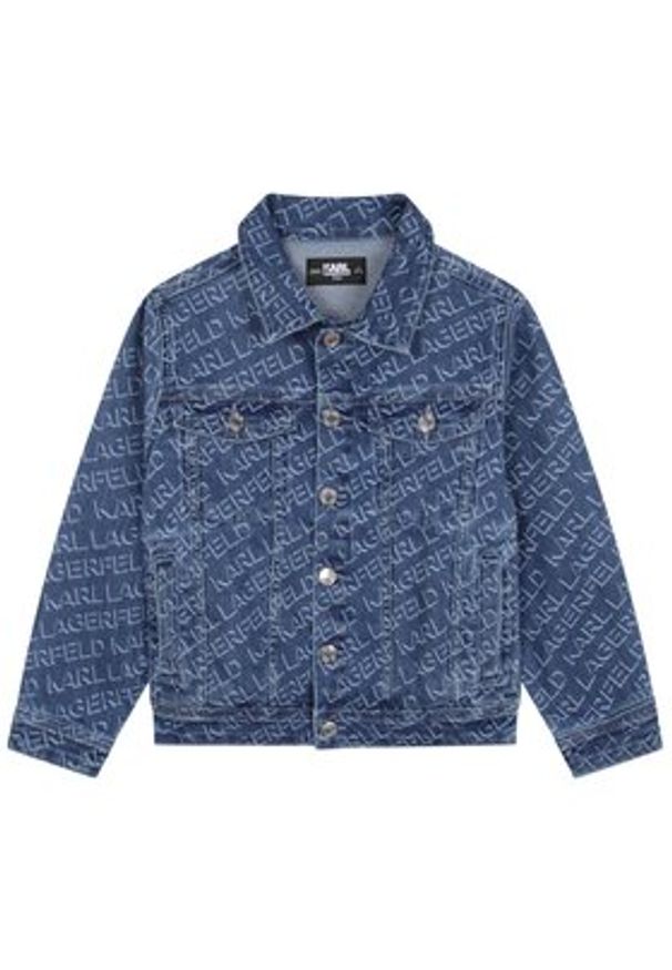 Karl Lagerfeld Kids Kurtka jeansowa Z26101 S Granatowy Regular Fit. Kolor: niebieski. Materiał: bawełna