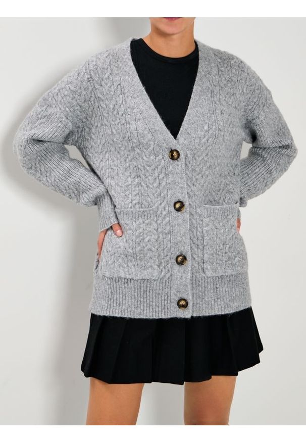 Sinsay - Rozpinany sweter na guziki - szary. Kolor: szary