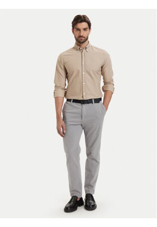 BOSS Koszula H-Roan 50555920 Beżowy Slim Fit. Kolor: beżowy. Materiał: bawełna