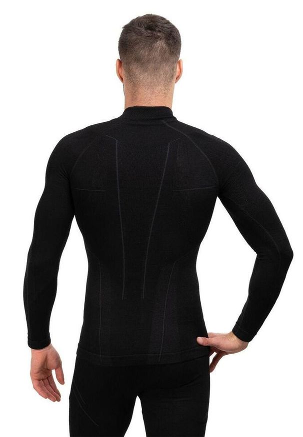 Koszulka męska Brubeck Extreme Wool m. Kolor: czarny. Długość rękawa: długi rękaw