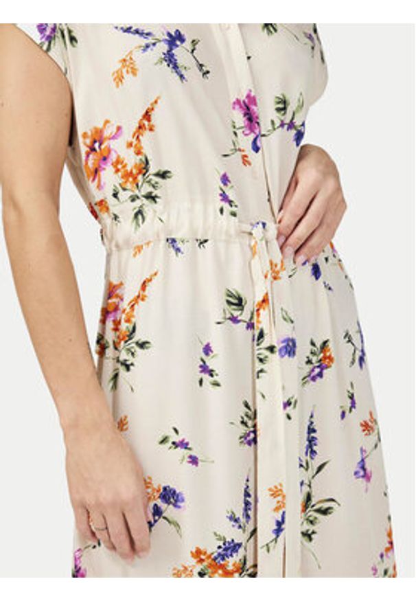 YAS Sukienka koszulowa Asina 26034003 Écru Regular Fit. Materiał: wiskoza. Typ sukienki: koszulowe