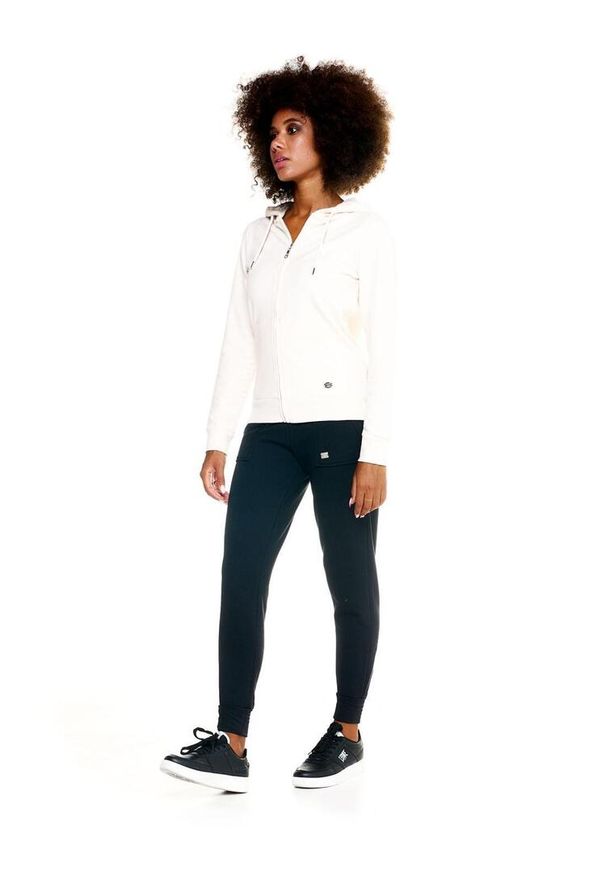 LEONE 1947 APPAREL - Damska bluza Leone z kapturem Basic zapinanym na zamek na całej długości. Typ kołnierza: kaptur. Kolor: biały. Materiał: tkanina. Sport: fitness