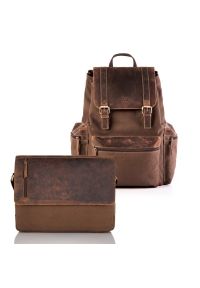 Zestaw męski ZUP-73-BR PAOLO PERUZZI brązowy. Kolor: brązowy. Materiał: materiał. Wzór: aplikacja. Styl: vintage, klasyczny #1