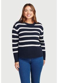 Cellbes - Krótki sweter w paski. Kolor: biały, niebieski, wielokolorowy. Materiał: prążkowany. Długość rękawa: długi rękaw. Długość: krótkie. Wzór: paski