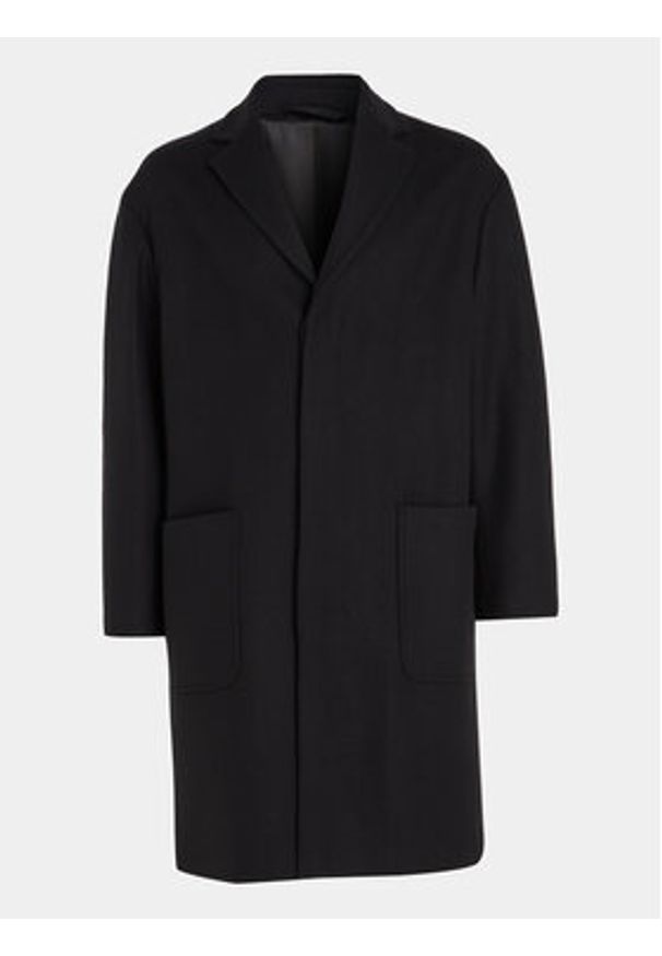 Calvin Klein Płaszcz wełniany K10K111745 Czarny Regular Fit. Kolor: czarny. Materiał: wełna