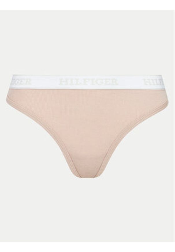 TOMMY HILFIGER - Tommy Hilfiger Stringi UW0UW05539 Beżowy. Kolor: beżowy. Materiał: syntetyk