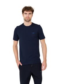 Aeronautica Militare - AERONAUTICA MILITARE Granatowy bawełniany męski t-shirt, Rozmiar XL. Kolor: niebieski. Materiał: bawełna #6