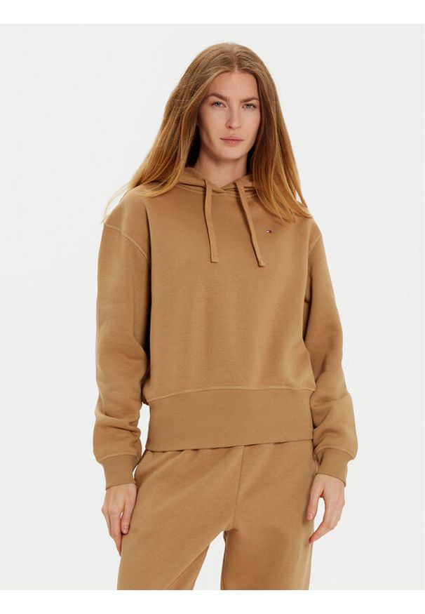 TOMMY HILFIGER - Tommy Hilfiger Bluza WW0WW44991 Beżowy Regular Fit. Kolor: beżowy. Materiał: syntetyk, bawełna