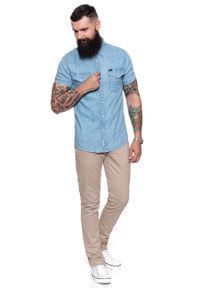 Lee - KOSZULA MĘSKA KRÓTKI RĘKAW LEE WESTERN SHIRT BLUE BOOK L640MYCI. Okazja: na co dzień. Materiał: jeans. Długość rękawa: krótki rękaw. Długość: krótkie. Styl: casual #5