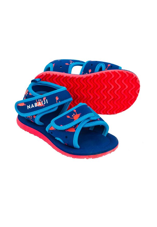 NABAIJI - Sandały basenowe dla malucha Nabaiji. Kolor: niebieski. Wzór: kolorowy. Styl: sportowy