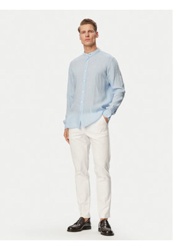 BOSS Koszula 50537369 Niebieski Regular Fit. Kolor: niebieski. Materiał: len