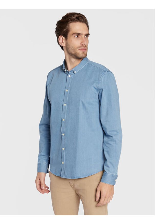 Casual Friday Koszula jeansowa Anton 20504136 Błękitny Regular Fit. Okazja: na co dzień. Kolor: niebieski. Materiał: bawełna. Styl: casual