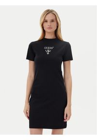 Guess Sukienka codzienna V4YK02 KCDH1 Czarny Regular Fit. Okazja: na co dzień. Kolor: czarny. Materiał: bawełna. Typ sukienki: proste. Styl: casual