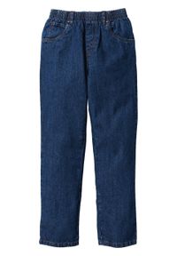 Luźniejsze spodnie chłopięce z gumką w talii (3 pary w opak.) bonprix moro + ciemnooliwkowy + niebieski "stone". Kolor: zielony. Wzór: moro #2