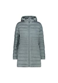 Długa kurtka puchowa z kapturem na zamek Sorona Aura damska CMP. Typ kołnierza: kaptur. Kolor: zielony. Materiał: puch. Długość: długie. Sezon: zima #1